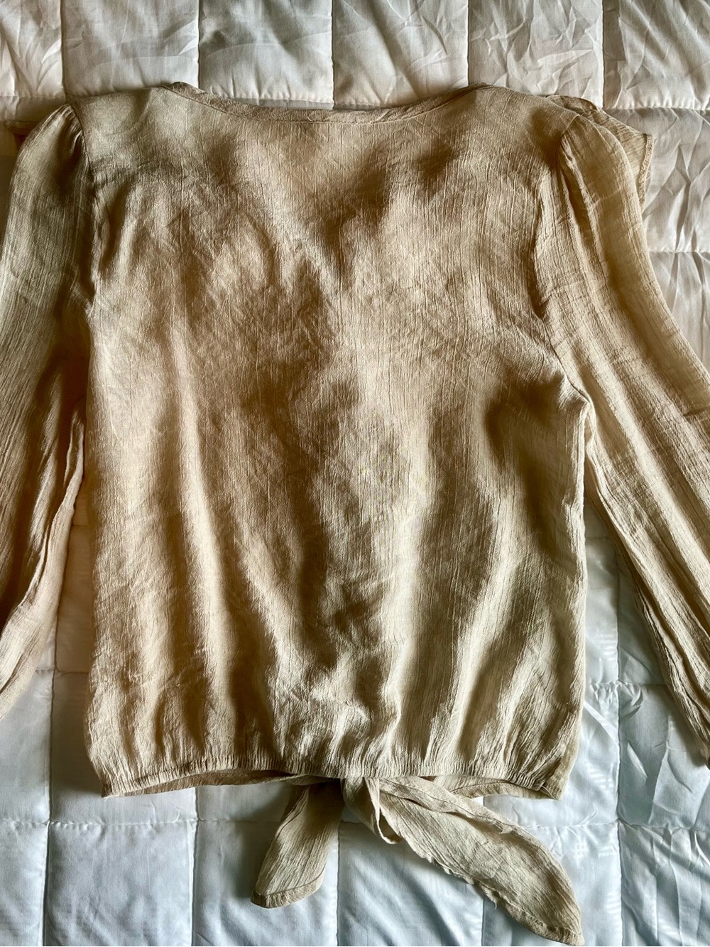 Tie-Front Ruffle Blouse - Cream - Picture 2 of 2